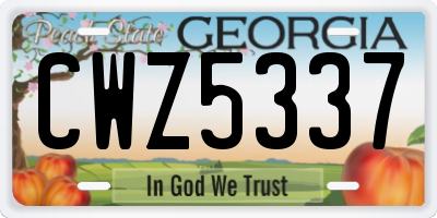 GA license plate CWZ5337