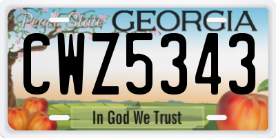 GA license plate CWZ5343
