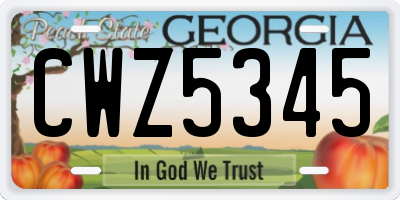 GA license plate CWZ5345