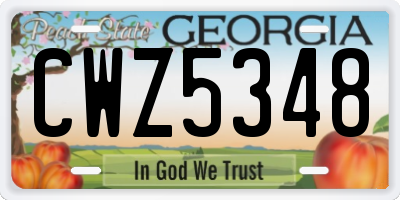 GA license plate CWZ5348