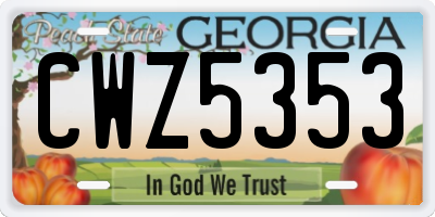 GA license plate CWZ5353