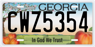 GA license plate CWZ5354