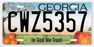 GA license plate CWZ5357