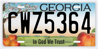 GA license plate CWZ5364