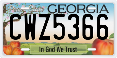 GA license plate CWZ5366