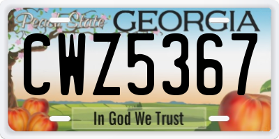 GA license plate CWZ5367