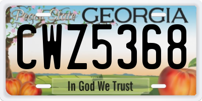 GA license plate CWZ5368