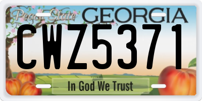 GA license plate CWZ5371
