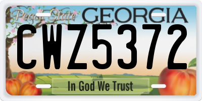 GA license plate CWZ5372