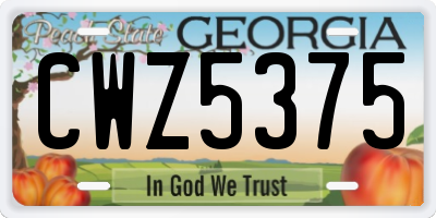 GA license plate CWZ5375