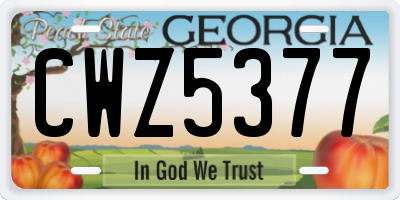 GA license plate CWZ5377