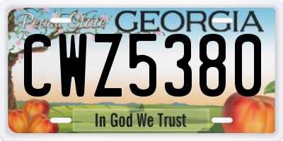 GA license plate CWZ5380