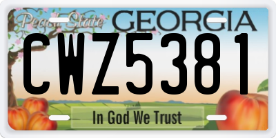 GA license plate CWZ5381