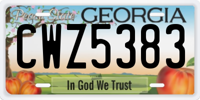 GA license plate CWZ5383
