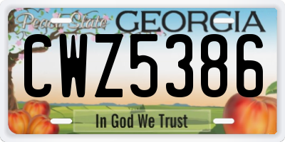 GA license plate CWZ5386