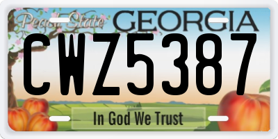 GA license plate CWZ5387