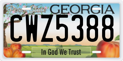 GA license plate CWZ5388