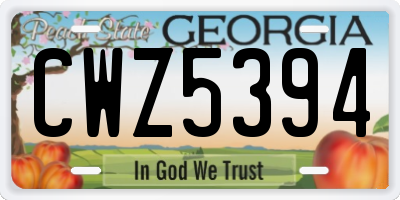 GA license plate CWZ5394