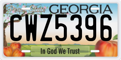 GA license plate CWZ5396