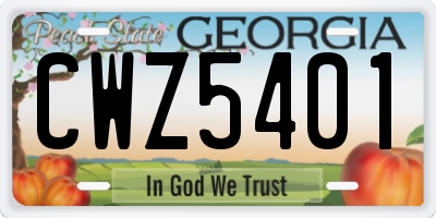 GA license plate CWZ5401