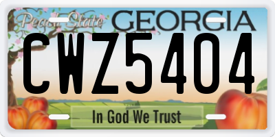 GA license plate CWZ5404