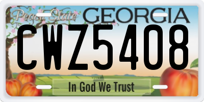 GA license plate CWZ5408