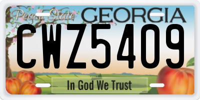 GA license plate CWZ5409