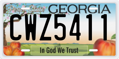 GA license plate CWZ5411