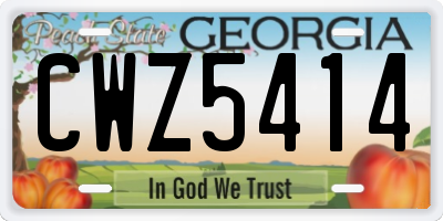 GA license plate CWZ5414