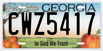 GA license plate CWZ5417