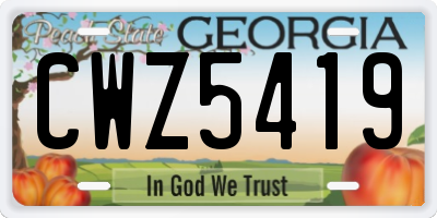 GA license plate CWZ5419