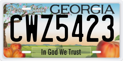 GA license plate CWZ5423