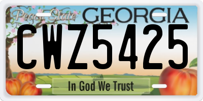 GA license plate CWZ5425