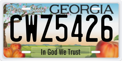 GA license plate CWZ5426