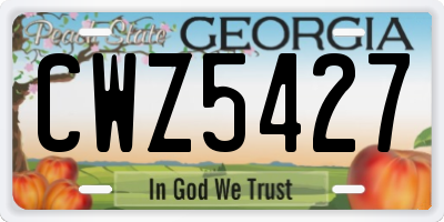 GA license plate CWZ5427