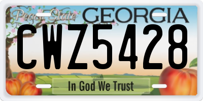 GA license plate CWZ5428