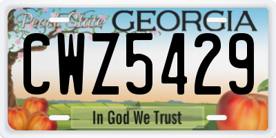 GA license plate CWZ5429