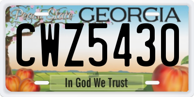 GA license plate CWZ5430