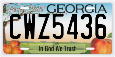 GA license plate CWZ5436