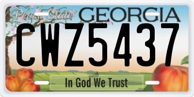 GA license plate CWZ5437