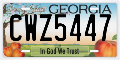 GA license plate CWZ5447