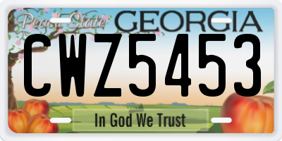 GA license plate CWZ5453
