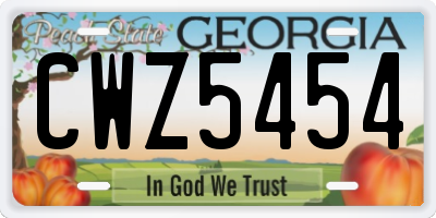 GA license plate CWZ5454