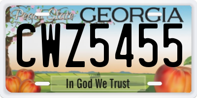 GA license plate CWZ5455