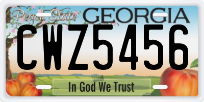GA license plate CWZ5456
