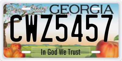 GA license plate CWZ5457