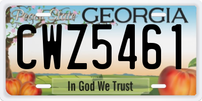 GA license plate CWZ5461