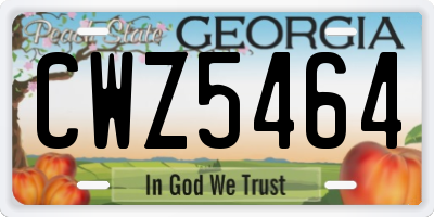 GA license plate CWZ5464