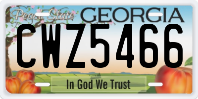 GA license plate CWZ5466