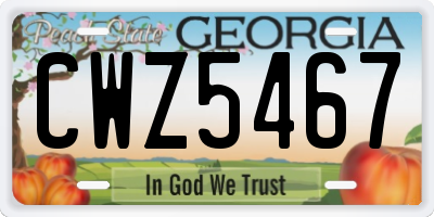 GA license plate CWZ5467